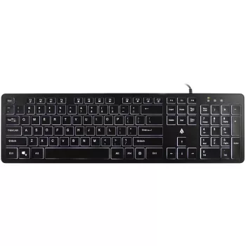 Accura Artesia ACC-K1408 apšviesta laidinė USB membraninė klaviatūra, viso dydžio QWERTY, daugiaspalvis LED, juoda