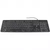 Accura Artesia ACC-K1408 apšviesta laidinė USB membraninė klaviatūra, viso dydžio QWERTY, daugiaspalvis LED, juoda