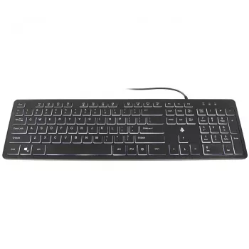Accura Artesia ACC-K1408 apšviesta laidinė USB membraninė klaviatūra, viso dydžio QWERTY, daugiaspalvis LED, juoda