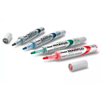 Pentel Maxiflo Flex-Feel Whiteboard Marker Set, Assorted Colors, 2,0 - 5,0 mm, 4 Pieces