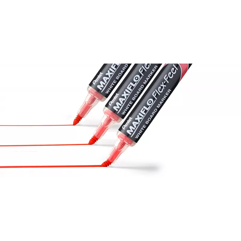 Pentel Maxiflo Flex-Feel Whiteboard Marker Set, Assorted Colors, 2,0 - 5,0 mm, 4 Pieces