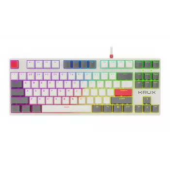 KRUX ATAX PRO RGB Creator Retro Gateron Yellow Pro mechaninė klaviatūra (TKL, 87 klavišų, karšto keitimo, USB-C, PBT dvigubo liejimo klavišai, kiekvieno klavišo RGB)
