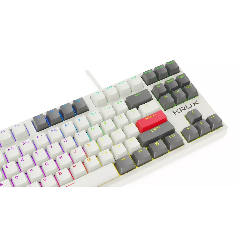 KRUX ATAX PRO RGB Creator Retro Gateron Yellow Pro mechaninė klaviatūra (TKL, 87 klavišų, karšto keitimo, USB-C, PBT dvigubo liejimo klavišai, kiekvieno klavišo RGB)