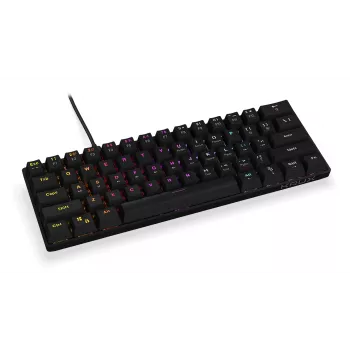 KRUX Qara 60% mechaninė klaviatūra Gateron Yellow RGB USB-C juoda