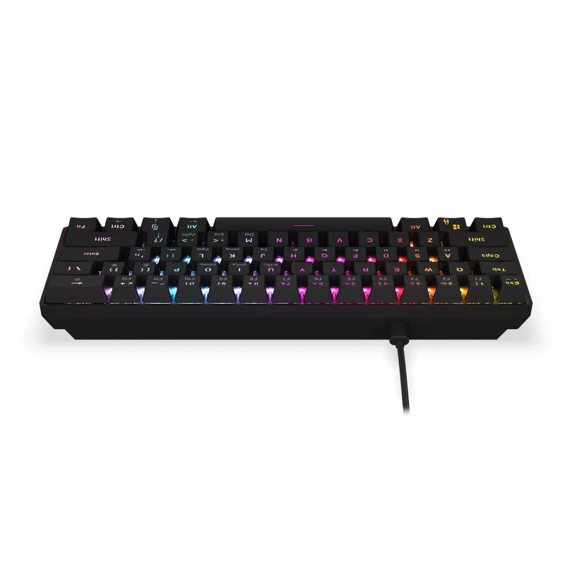 KRUX Qara 60% mechaninė klaviatūra Gateron Yellow RGB USB-C juoda
