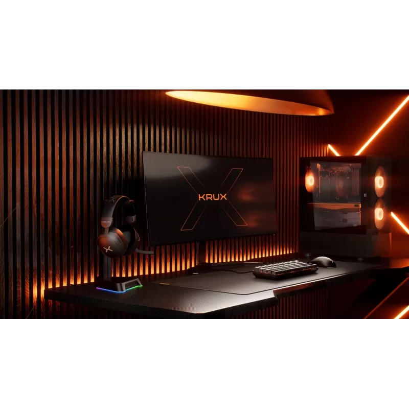 KRUX Rivt ausinių stovas su RGB apšvietimu, juodos spalvos (KRXG003)