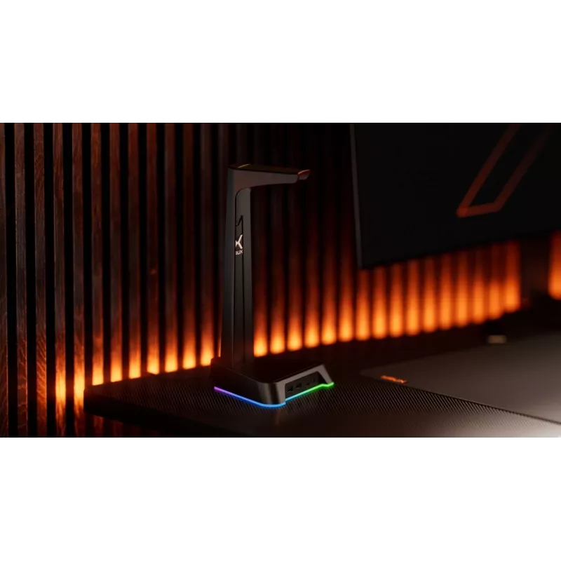 KRUX Rivt ausinių stovas su RGB apšvietimu, juodos spalvos (KRXG003)