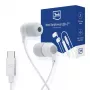 3mk laidiniai ausinukai USB-C, įkišami į ausis, su mikrofonu, balti
