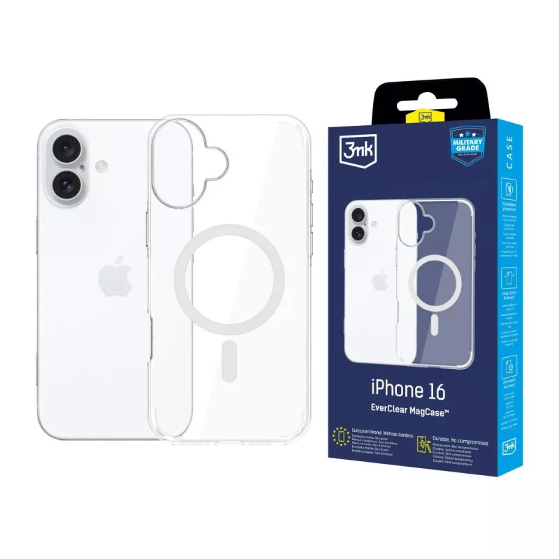 3MK EverClear MagCase Back Cover for Apple iPhone 16 - Crystal Clear