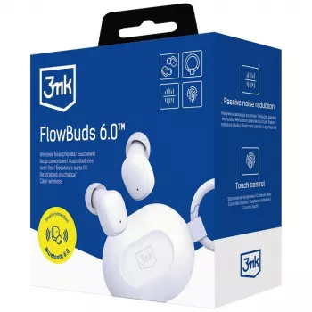 3MK FlowBuds 6.0 True Wireless Stereo Bluetooth 5.3 Earbuds White
