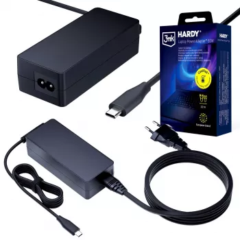 3MK HARDY nešiojamojo kompiuterio maitinimo adapteris 65W USB-C 3,2m juodas