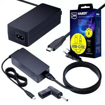 3MK PROTECTION 3mk HARDY Laptop Power Adapter 65W for Acer/Asus/Samsung/Liteon 20V USB-C/DC 3.0x1.0mm