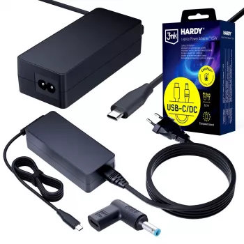 3MK PROTECTION 3mk HARDY nešiojamojo kompiuterio maitinimo adapteris 65W, skirtas HP, 20V USB-C/DC 4.5 x 3.0