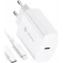 FORCELL F-ENERGY TFK-TC-20WPD USB-C sieninis įkroviklis su USB-C į Lightning laidu, 20W PD QC4.0, 3A, baltas