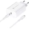 FORCELL F-ENERGY TFK-TC-20WPD USB-C sieninis įkroviklis su USB-C į Lightning laidu, 20W PD QC4.0, 3A, baltas