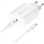 FORCELL F-ENERGY TFK-TC-25WPD USB-C sieninis įkroviklis 25W PD QC 3.0 su USB-C į USB-C kabeliu 3A Baltas