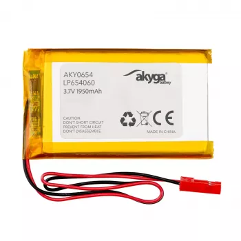 Akyga AKY0654 LP654060 Li-Po rechargeable battery 3.7V 1950mAh with PCM JST 2.54 2-pin 150mm