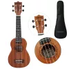 MOZOS GECKO Soprano ukulelės rinkinys - natūrali mediena, 12 griovelių, nailoninės stygos, įskaitant dėklą, derintuvą, plektrus, dirželį, atsargines stygas, valymo šluostę