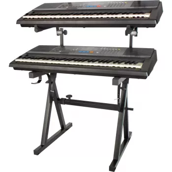 MOZOS KSX4 X-Style Keyboard Stand fortepijonui, skaitmeniniam pianinui, klaviatūrai, plieninis, juodas, reguliuojamas aukštis 650-980 mm, plotis 300-800 mm, apkrova 20 kg, sulankstomas
