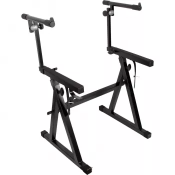 MOZOS KSX4 X-Style Keyboard Stand fortepijonui, skaitmeniniam pianinui, klaviatūrai, plieninis, juodas, reguliuojamas aukštis 650-980 mm, plotis 300-800 mm, apkrova 20 kg, sulankstomas