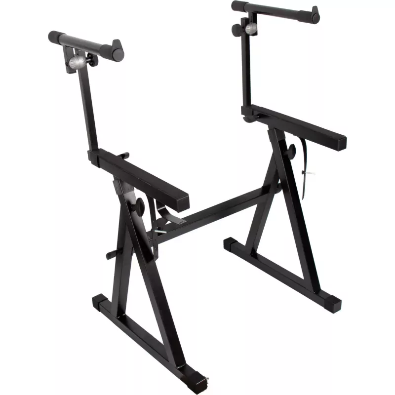 MOZOS KSX4 X-Style Keyboard Stand fortepijonui, skaitmeniniam pianinui, klaviatūrai, plieninis, juodas, reguliuojamas aukštis 650-980 mm, plotis 300-800 mm, apkrova 20 kg, sulankstomas