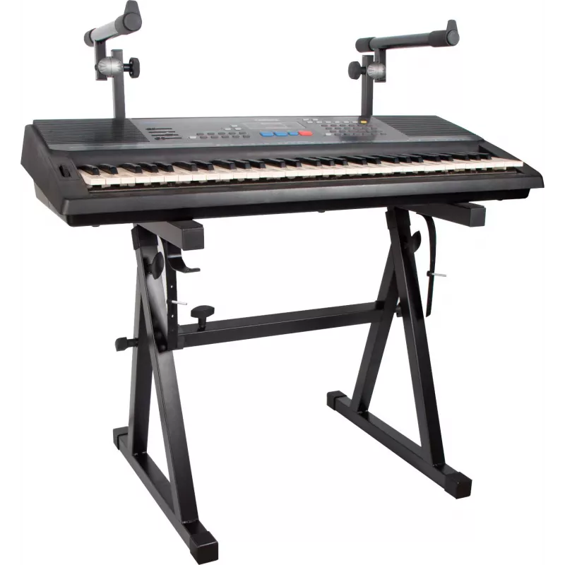 MOZOS KSX4 X-Style Keyboard Stand fortepijonui, skaitmeniniam pianinui, klaviatūrai, plieninis, juodas, reguliuojamas aukštis 650-980 mm, plotis 300-800 mm, apkrova 20 kg, sulankstomas