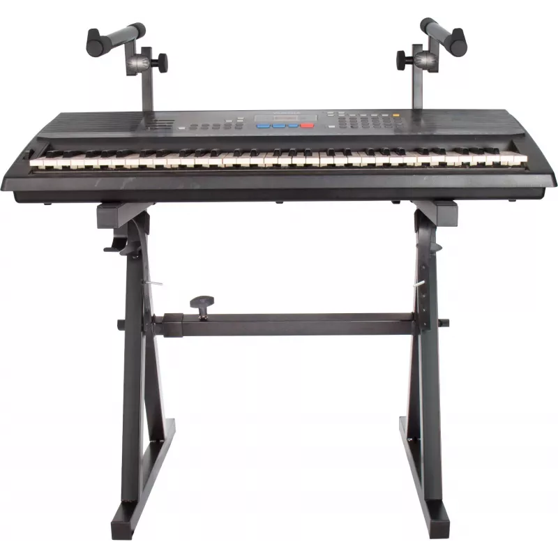 MOZOS KSX4 X-Style Keyboard Stand fortepijonui, skaitmeniniam pianinui, klaviatūrai, plieninis, juodas, reguliuojamas aukštis 650-980 mm, plotis 300-800 mm, apkrova 20 kg, sulankstomas