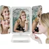MOZOS ML10X LED Makeup Mirror su 10x padidinimu, 3 spalvų režimais, begaliniu reguliavimu, 360° sukimu, įkraunamas per USB-C, baltas