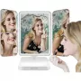 MOZOS ML10X LED Makeup Mirror su 10x padidinimu, 3 spalvų režimais, begaliniu reguliavimu, 360° sukimu, įkraunamas per USB-C, baltas