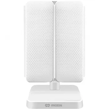 MOZOS ML10X LED Makeup Mirror su 10x padidinimu, 3 spalvų režimais, begaliniu reguliavimu, 360° sukimu, įkraunamas per USB-C, baltas