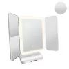 MOZOS ML10X LED Makeup Mirror su 10x padidinimu, 3 spalvų režimais, begaliniu reguliavimu, 360° sukimu, įkraunamas per USB-C, baltas