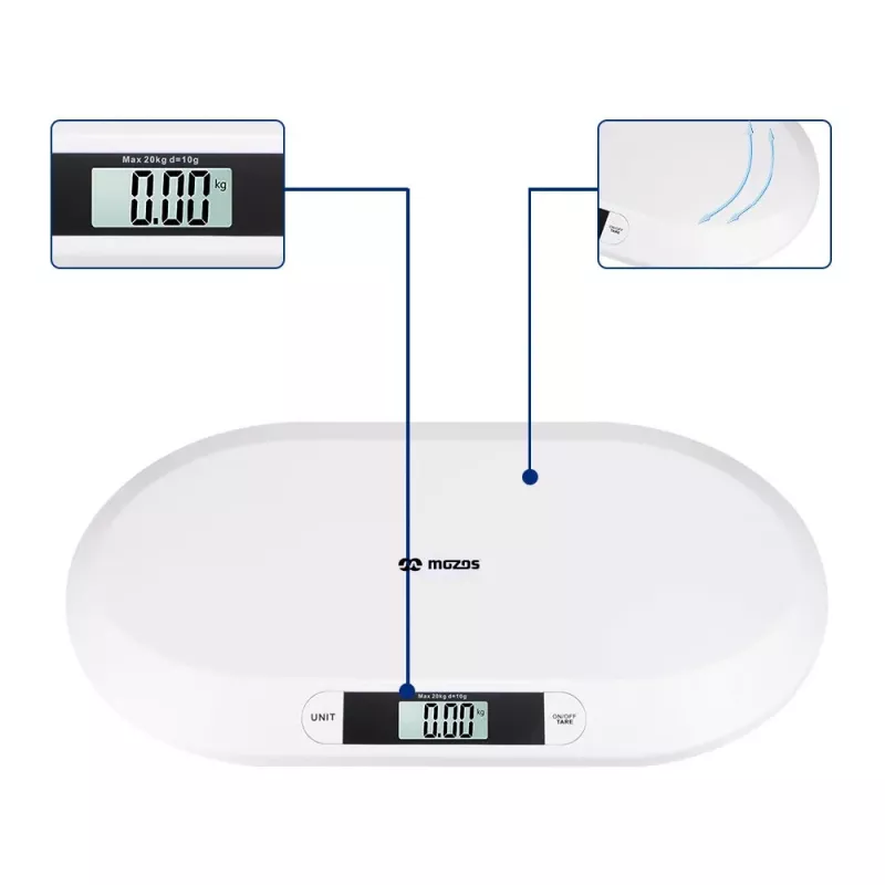 MOZOS BS1 Universal Baby Scale for Infants and Children, 20 kg Capacity, White