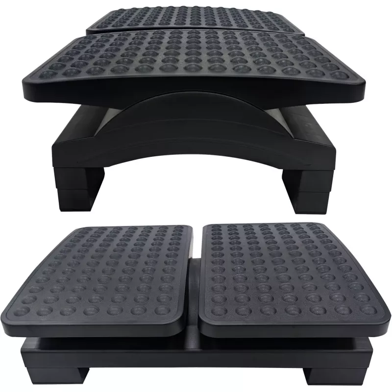MOZOS FS8 Ergonomic Office Footrest - Adjustable Height & Tilt, Anti-Slip Massage Surface, Black