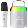 MOZOS MK White Karaoke Mikrofonas Bluetooth Garsiakalbis
