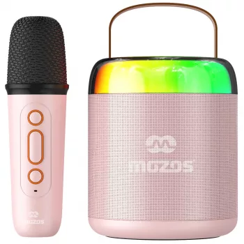 MOZOS MK Pink Karaoke mikrofonas su Bluetooth garsiakalbiu