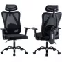 MOZOS ERGO-X Ergonominė Biuro Kėdė su Reguliuojama Juosmens Atrama ir Galvos Atlošu, Juoda