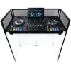 MOZOS EPDJ-100 DJ stendinis fasadas su stalu – didelis ekranas, baltas audinys, juodas rėmas