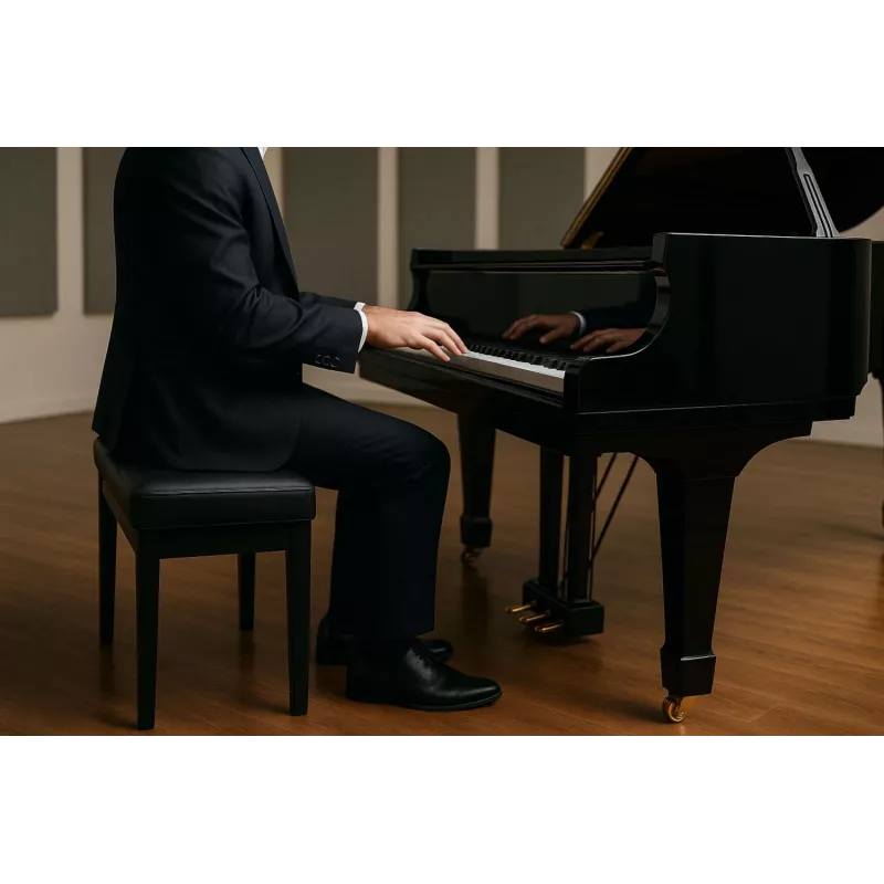 MOZOS PB03 Piano Bench – reguliuojamo aukščio, eko-oda, juoda