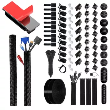 MOZOS CM-SET kabelių tvarkymo rinkinys – 23 dalys, juoda