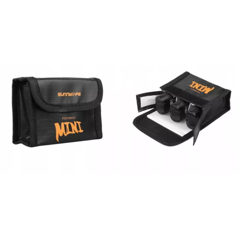 SUNNYLIFE Ugniai atsparus baterijų saugos maišelis, skirtas DJI Mavic Mini / Mini 2 / Mini SE - talpina 3 baterijas