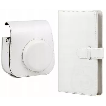 LOVEINSTANT 2-in-1 rinkinys: Apsauginis dėklas ir fotoalbumėlis, skirtas Fujifilm Instax Mini 11 - Baltas