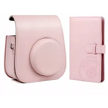LOVEINSTANT 2-in-1 rinkinys: Apsauginis dėklas ir fotoalbumas, skirtas Fuji Instax Mini 11 - Rožinis