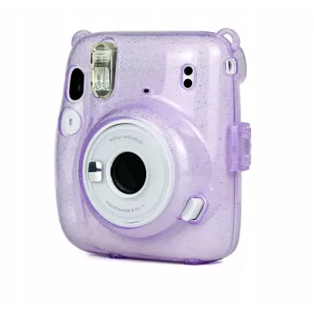 LOVEINSTANT Protective Case for Fujifilm Instax Mini 11 - Transparent Purple Glitter