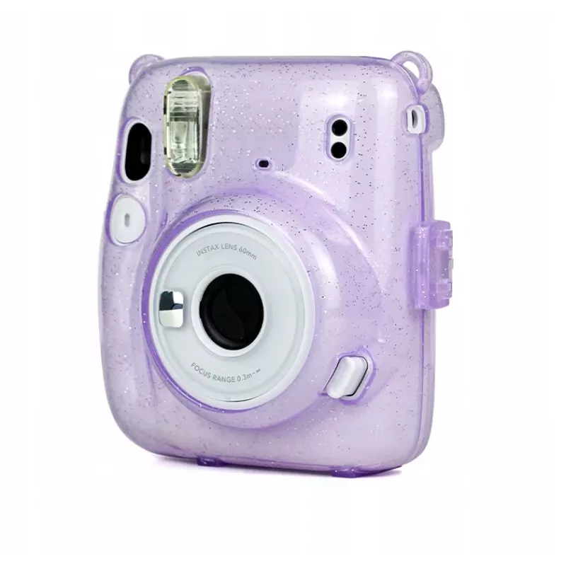 LOVEINSTANT Protective Case for Fujifilm Instax Mini 11 - Transparent Purple Glitter