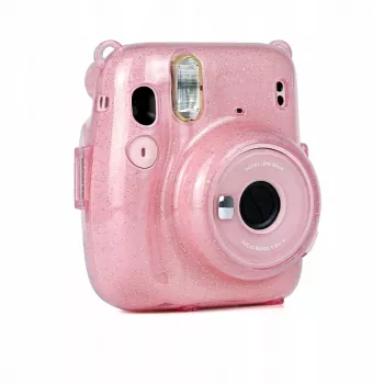 LOVEINSTANT Apsauginis Dėklas, skirtas Fujifilm Instax Mini 11 - Skaidriai Rožinis su Blizgučiais