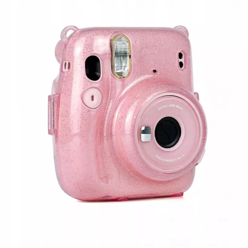 LOVEINSTANT Apsauginis Dėklas, skirtas Fujifilm Instax Mini 11 - Skaidriai Rožinis su Blizgučiais