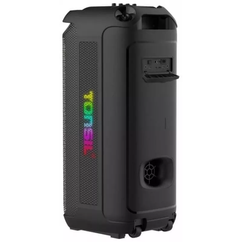 TONSIL Party Dance 1600 nešiojamas Bluetooth vakarėlių garsiakalbis su LED šviesomis, karaoke, 1600W PMPO, 80W RMS, 10 inch žemų dažnių garsiakalbiu, TWS, FM radiju, mikrofonu ir nuotolinio valdymo pulteliu