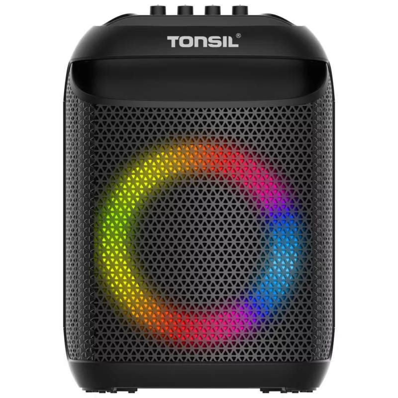 Tonsil Party Dance 800 nešiojamas Bluetooth vakarėlių garsiakalbis su karaoke, disko LED, 80W RMS, 2x8 inch žemų dažnių garsiakalbiais, juodas