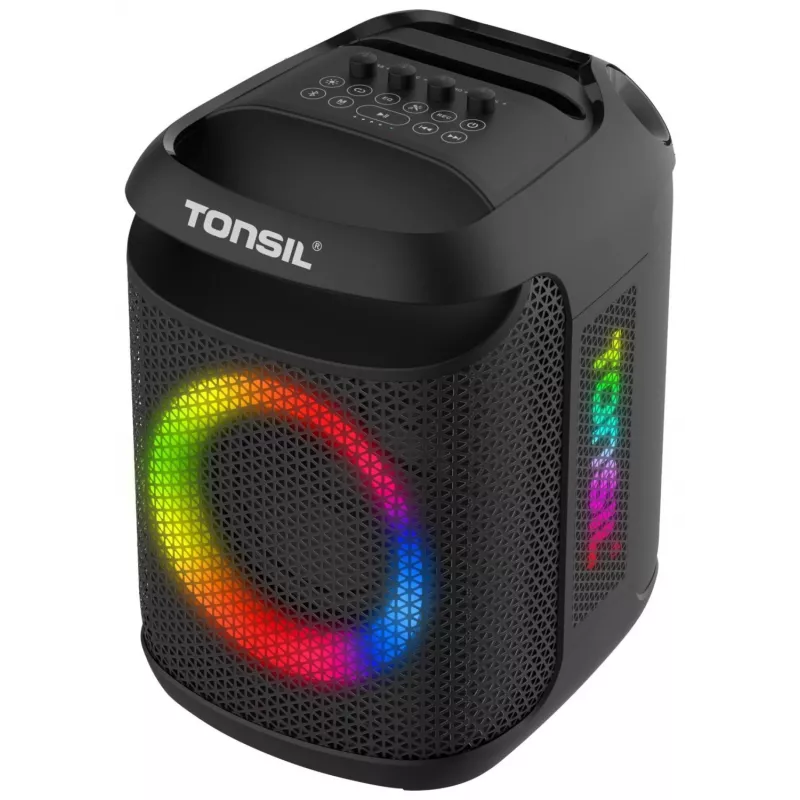 Tonsil Party Dance 800 nešiojamas Bluetooth vakarėlių garsiakalbis su karaoke, disko LED, 80W RMS, 2x8 inch žemų dažnių garsiakalbiais, juodas