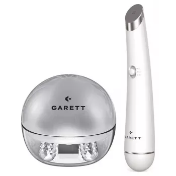 Garett Beauty Pretty Face + Glow Eye White - Daugiafunkcinis veido ir akių grožio prietaisas su LED terapija, valymu, masažu